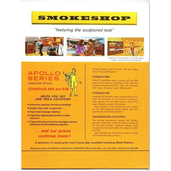 Smokeshop Apollo Series Cigarette Vending Merchandiser FLYER Vending Promo - Picture 2 of 2